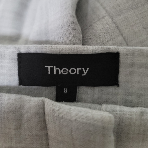 Theory Tennyson Pioneer Gray Stretch Twill Straight Leg Seamed Ankle Pant Size 8 - Picture 15 of 16